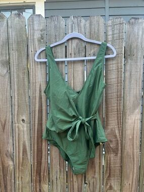summersalt Olive Green Tie-Front One-Piece Swimsuit The DreamDrape Bow Backflip